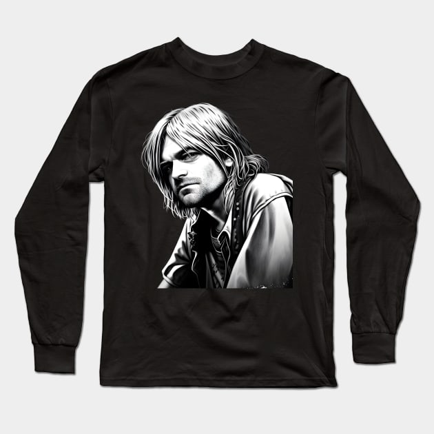 Kurt Cobain 02 Long Sleeve T-Shirt by Jaymz Weiss Designz